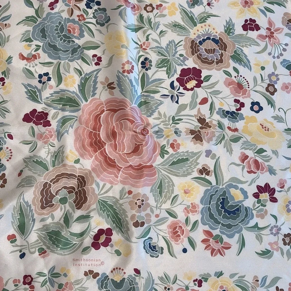 Vintage Smithsonian Institute Floral Silk Scarf 31